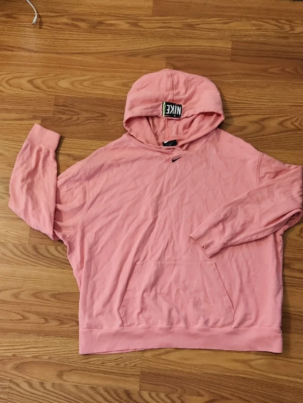 Nike Just Do It 100% Cotyon Coral Hoodie with Color-Block Logo Patch Sz 1X